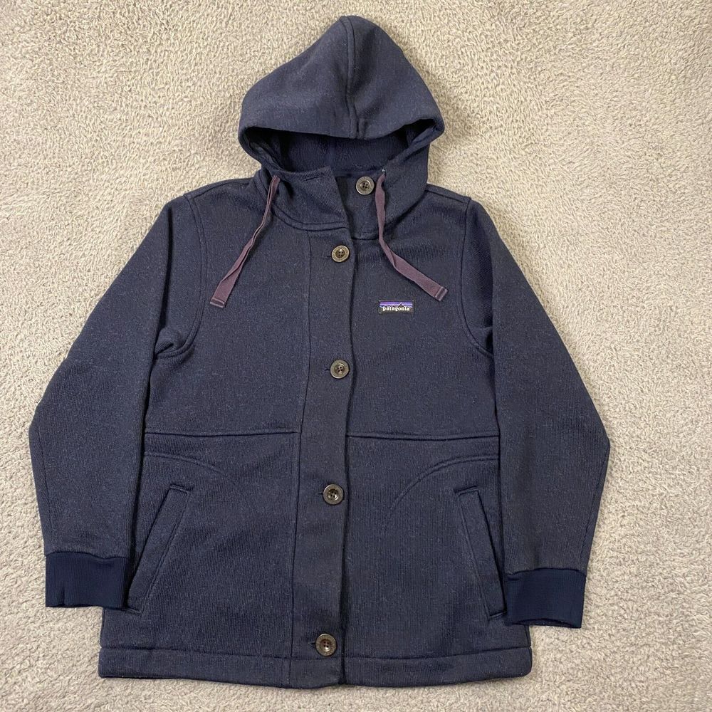 Patagonia Better Sweater Coat Womens Small Hooded Button-Up‎ Workwear Blue 25850
